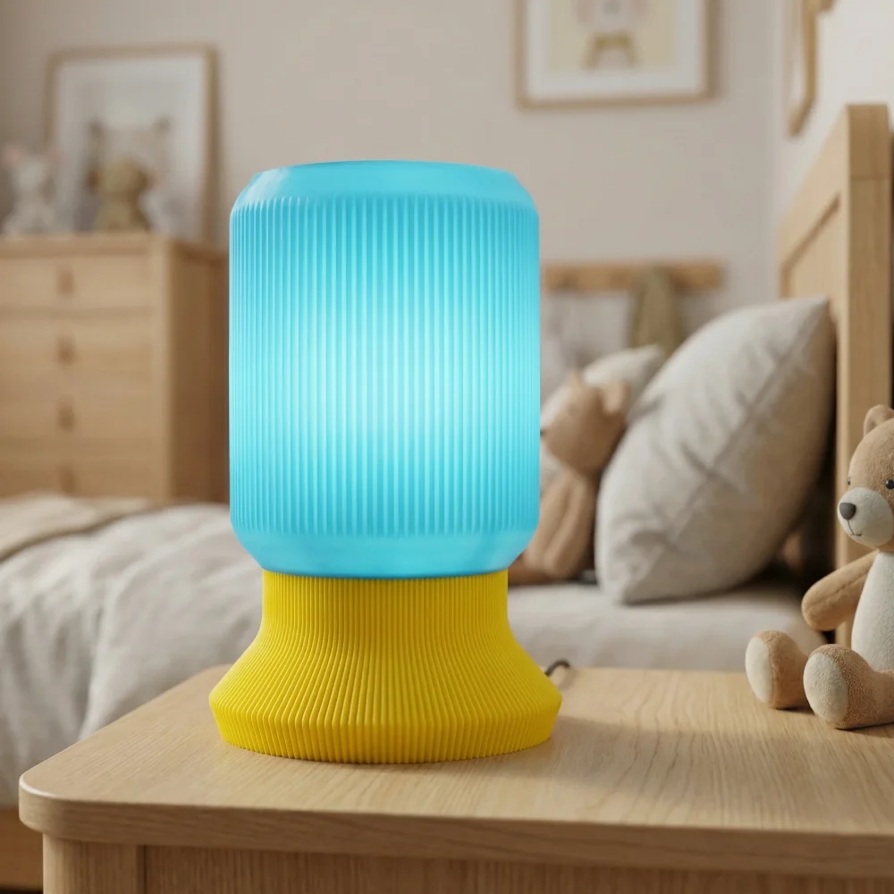 Tapiu Forma 1237 light shade in yellow and light blue with wavy textured design