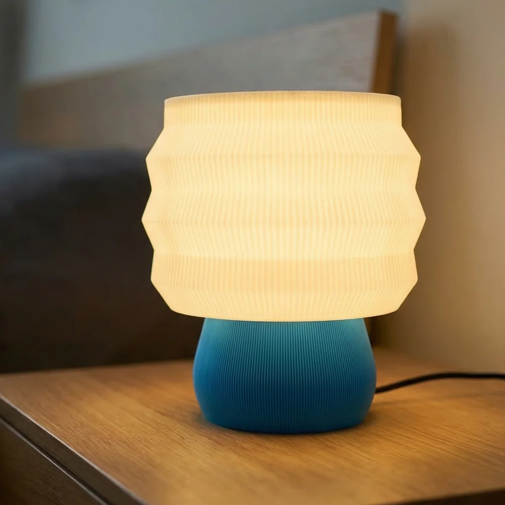 Tapiu Forma 237 white geometric light shade with blue base and E27 socket